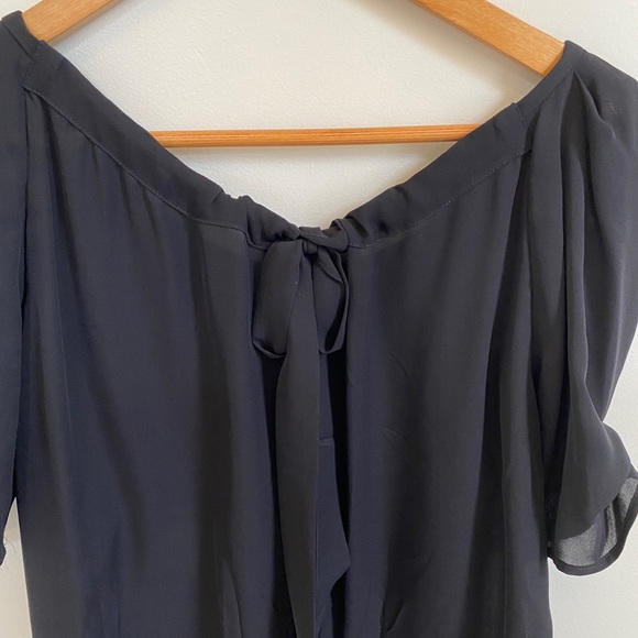 JOÍE Black Scoop-Neck Tie Blouse - Picture 6 of 8